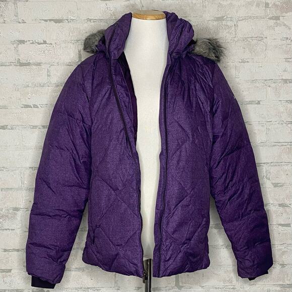 Columbia | Purple Down Feather Puffer Hooded Winter Jacket - Picture 2 of 7